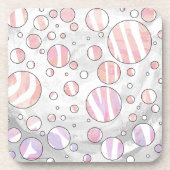 Roze en witte poka Dot Zebra Drankjes Onderzetter (Voorkant)