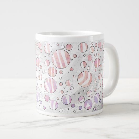 Roze en witte poka Dot Zebra Grote Koffiekop (Voorkant rechts)