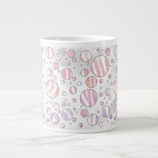 Roze en witte poka Dot Zebra Grote Koffiekop (Voorkant)