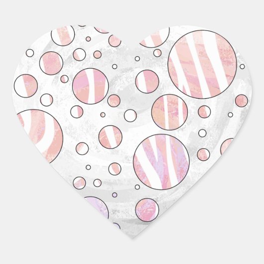 Roze en witte poka Dot Zebra Hart Sticker (Voorkant)
