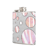 Roze en witte poka Dot Zebra Heupfles (Links)