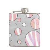 Roze en witte poka Dot Zebra Heupfles (Voorkant)