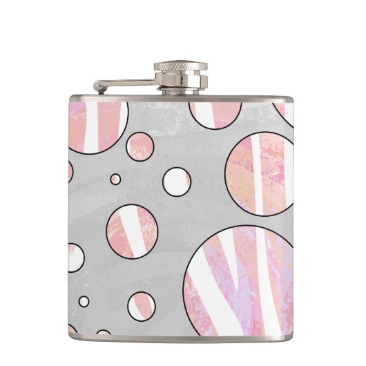 Roze en witte poka Dot Zebra Heupfles (Voorkant)