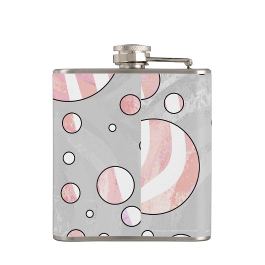 Roze en witte poka Dot Zebra Heupfles (Achterkant)