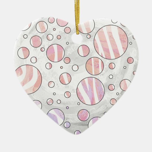Roze en witte poka Dot Zebra Keramisch Ornament (Voorkant)