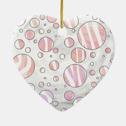 Roze en witte poka Dot Zebra Keramisch Ornament (Achterkant)