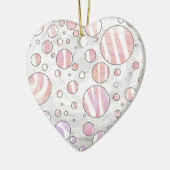 Roze en witte poka Dot Zebra Keramisch Ornament (Links)