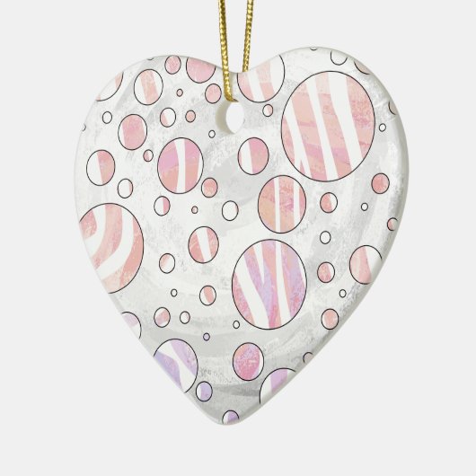 Roze en witte poka Dot Zebra Keramisch Ornament (Links)