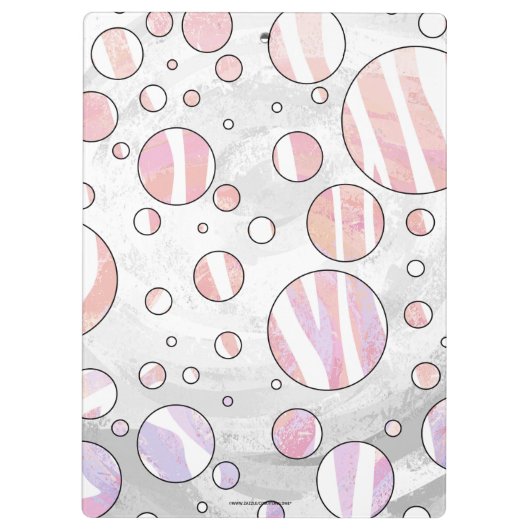 Roze en witte poka Dot Zebra Klembord (Achterkant)