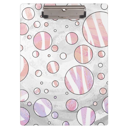 Roze en witte poka Dot Zebra Klembord (Voorkant)