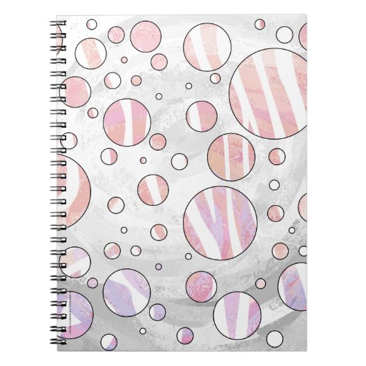 Roze en witte poka Dot Zebra Notitieboek (Voorkant)