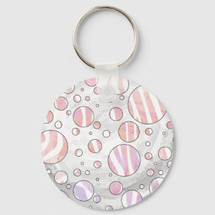 Roze en witte poka Dot Zebra Sleutelhanger