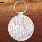 Roze en witte poka Dot Zebra Sleutelhanger (Voorkant)
