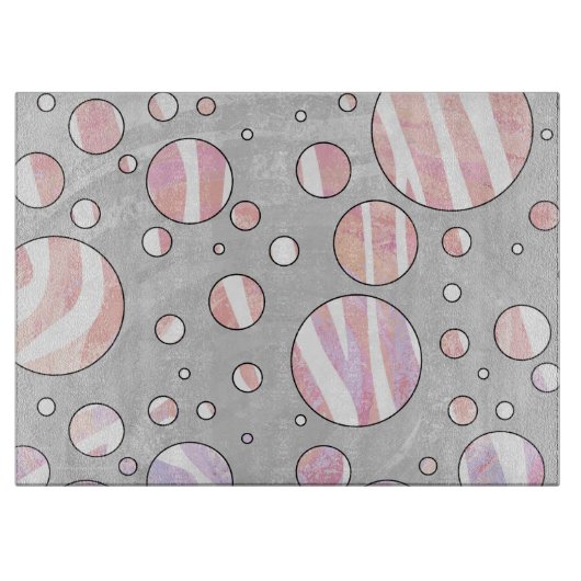 Roze en witte poka Dot Zebra Snijplank (Voorkant)