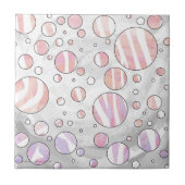 Roze en witte poka Dot Zebra Tegeltje (Voorkant)
