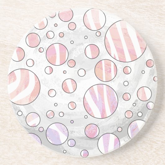 Roze en witte poka Dot Zebra Zandsteen Onderzetter (Voorkant)