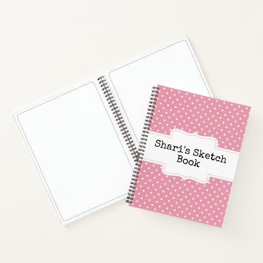 Roze en witte poka Dots Aangepast zakboek Notitieboek (Binnen)