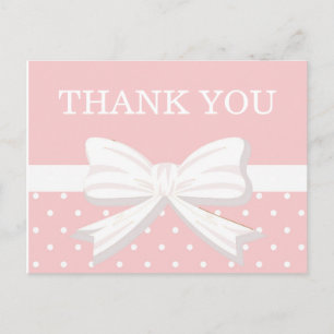 Roze en witte poka Dots & Bow Birthday Hartelijk d Briefkaart