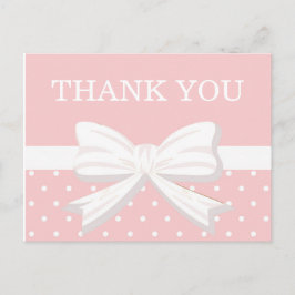 Roze en witte poka Dots & Bow Birthday Hartelijk d Briefkaart