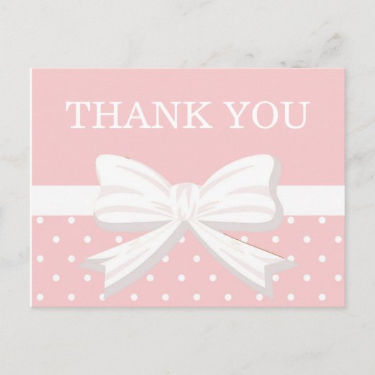 Roze en witte poka Dots & Bow Birthday Hartelijk d Briefkaart (Voorkant)