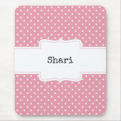 Roze en witte poka Dots gepersonaliseerd Muismat (Voorkant)