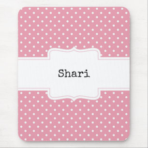 Roze en witte poka Dots gepersonaliseerd Muismat