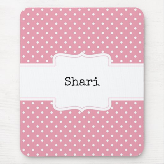 Roze en witte poka Dots gepersonaliseerd Muismat (Voorkant)