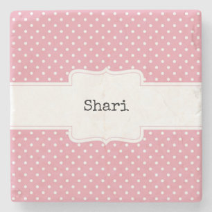 Roze en witte poka Dots gepersonaliseerd Stenen Onderzetter