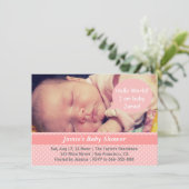 Roze en witte poka Dots Girl Baby shower Foto Kaart (Staand voorkant)