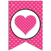 Roze en witte poka Dots Harten Vrijgezellenfeest Vlaggetjes (Eerste vlag)