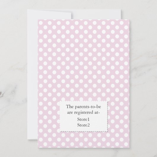 Roze en witte poka dots met Baby shower van konijn Kaart (Achterkant)