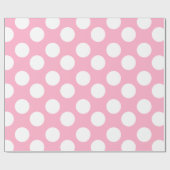 Roze en witte poka puntenpapier cadeaupapier (Vlak)