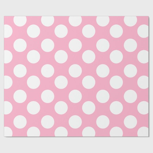 Roze en witte poka puntenpapier cadeaupapier (Vlak)