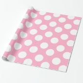 Roze en witte poka puntenpapier cadeaupapier (Uitgerold)