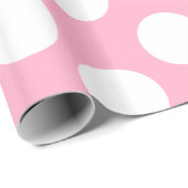 Roze en witte poka puntenpapier cadeaupapier (Rol Hoek)