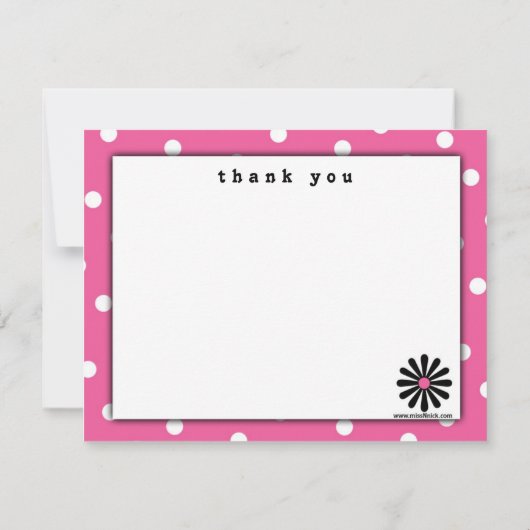 Roze en witte poka-puntkaart notitiekaartje (Achterkant)