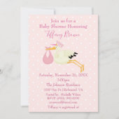 Roze en witte poka Stortstonk Baby shower Kaart (Voorkant)