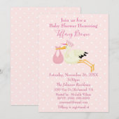 Roze en witte poka Stortstonk Baby shower Kaart (Voorkant / Achterkant)