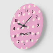 Roze en witte poka-wand-klok grote klok (Hoek)