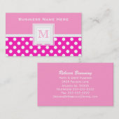 Roze en witte pokadot: Monogram Visitekaartje (Voorkant / Achterkant)