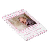 Roze en Witte Polka-Dot Geboorteaankondiging Magneet (Rechterzijde)