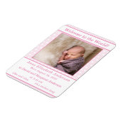 Roze en Witte Polka-Dot Geboorteaankondiging Magneet (Linkerzijde)