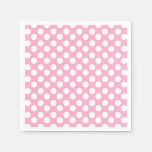 Roze en witte Polka Dot Papier servet (Voorkant)