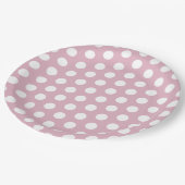 Roze en witte Polka Dot Pasen Papieren Bordje (Gekanteld)