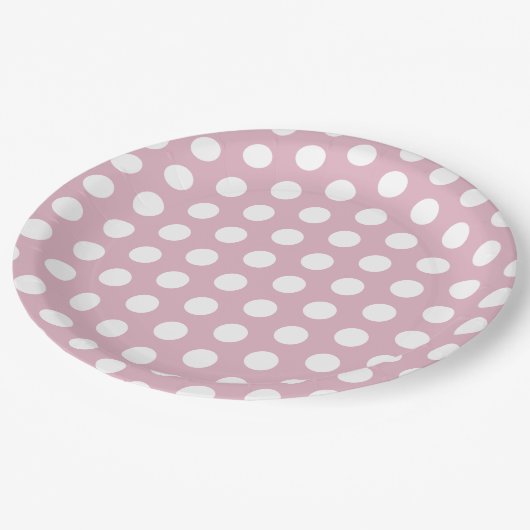 Roze en witte Polka Dot Pasen Papieren Bordje (Gekanteld)