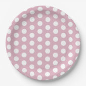 Roze en witte Polka Dot Pasen Papieren Bordje (Voorkant)
