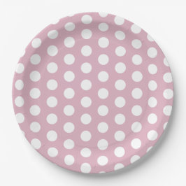 Roze en witte Polka Dot Pasen Papieren Bordje
