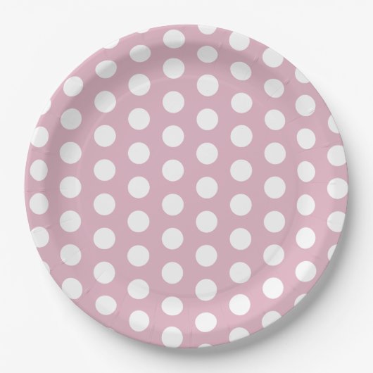Roze en witte Polka Dot Pasen Papieren Bordje (Voorkant)