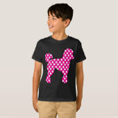 Roze en witte polka dot poedel voor 50s sok hop t-shirt (Voorkant volledig)