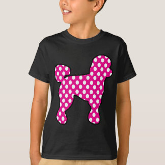 Roze en witte polka dot poedel voor 50s sok hop t-shirt